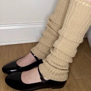 Beige Knit Leg Warmers
